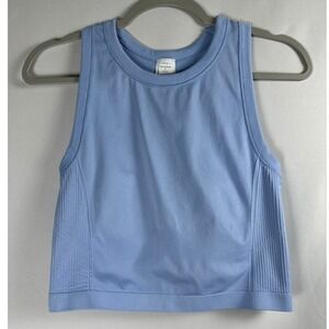 Old Navy Active Fluid Seamless Go-Dry Crop Tank Top L Blue Racerback Activewear